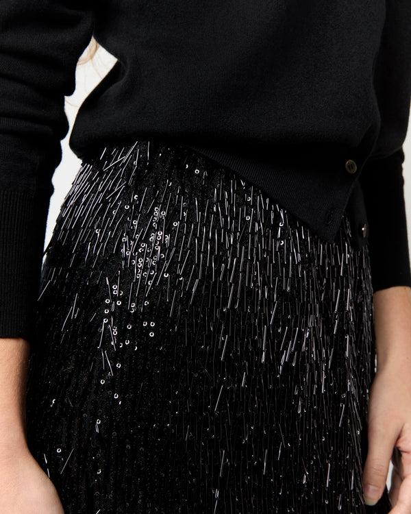 Sid Mashburn Ruby Skirt In Black Beaded Mesh