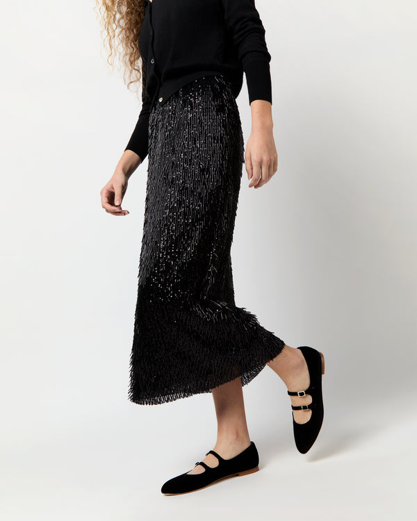 Sid Mashburn Ruby Skirt In Black Beaded Mesh