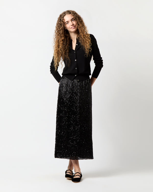 sid mashburn Ruby Skirt in Black Beaded Mesh