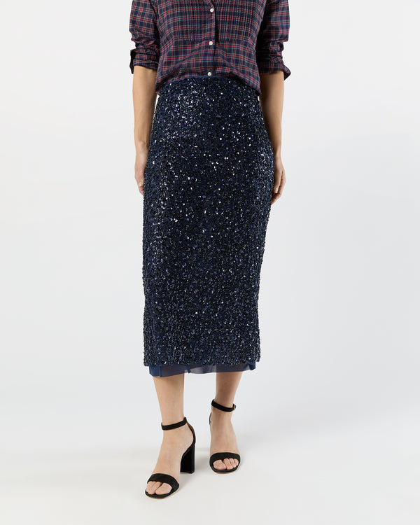 Sid Mashburn Ruby Skirt In Navy Beaded Mesh