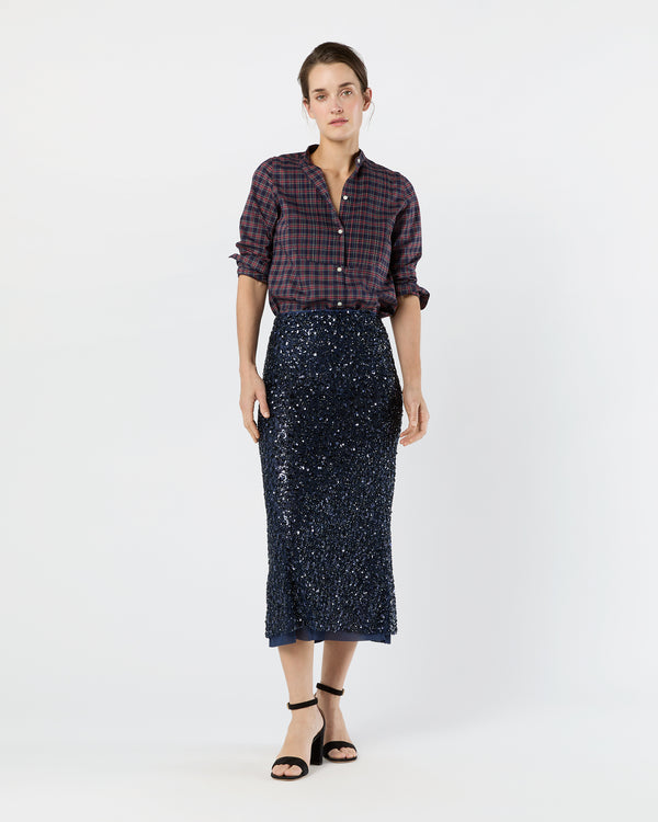 sid mashburn Ruby Skirt in Navy Beaded Mesh
