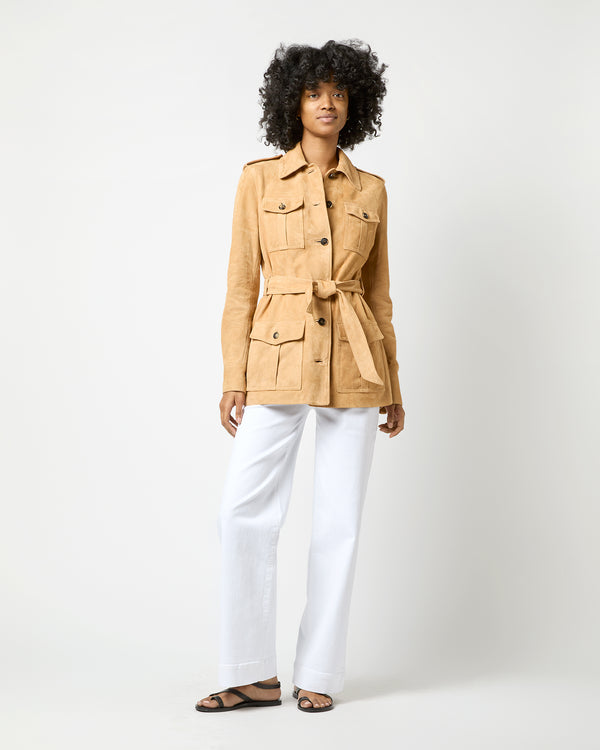 Sid Mashburn Safari Jacket In Khaki Suede