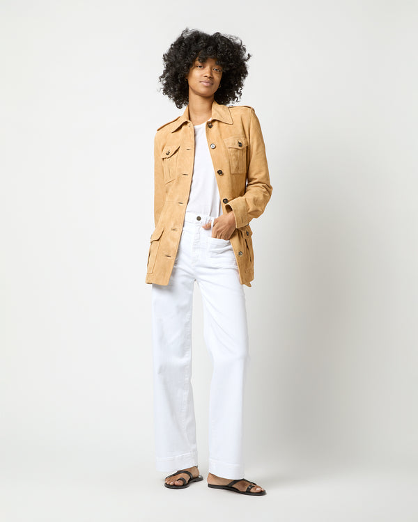 Sid Mashburn Safari Jacket In Khaki Suede