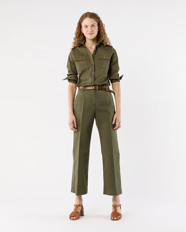 Sid Mashburn Safari Shirt In Olive Stretch Twill
