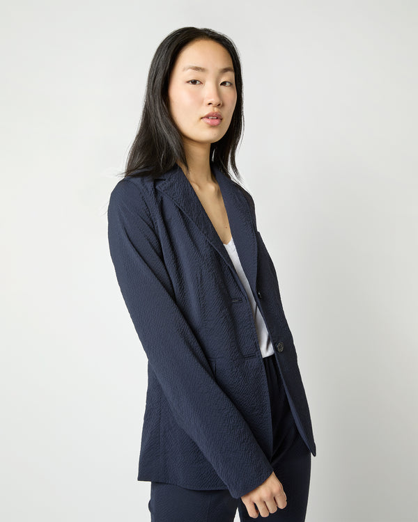 Sid Mashburn Sarah Jacket In Navy Wool Seersucker