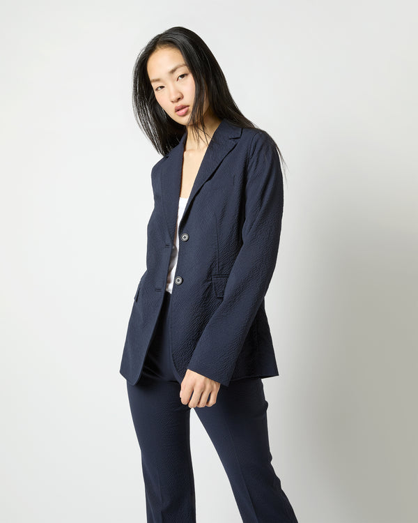Sid Mashburn Sarah Jacket In Navy Wool Seersucker