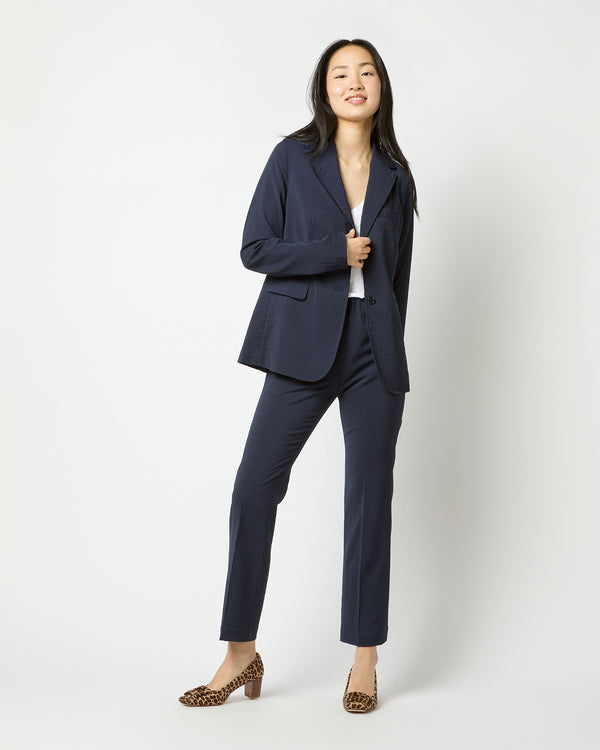 sid mashburn Sarah Jacket in Navy Wool Seersucker