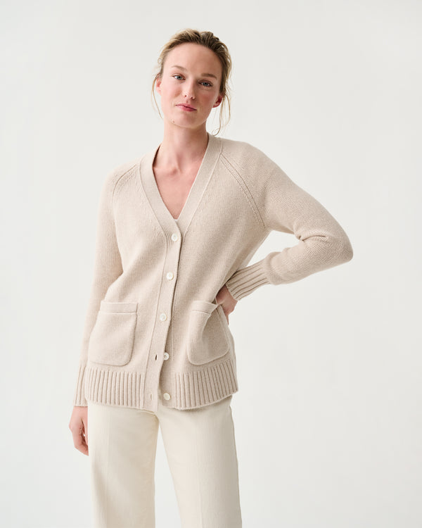 Sid Mashburn Selma Cardigan In Wheat Cashmere