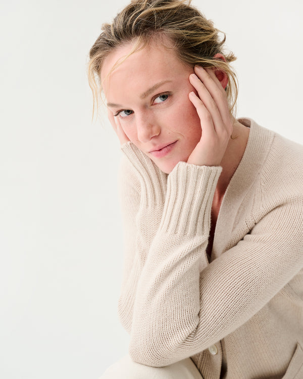 Sid Mashburn Selma Cardigan In Wheat Cashmere