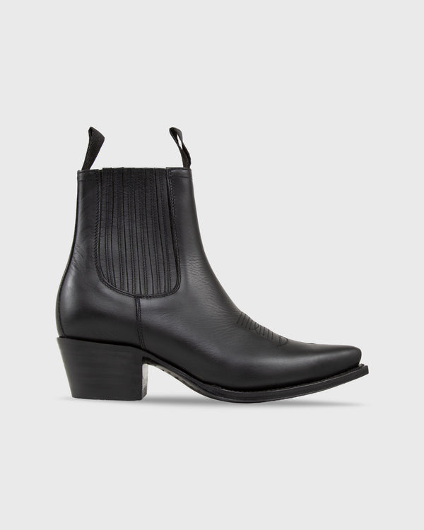sid mashburn Short Cowboy Boot in Black Leather