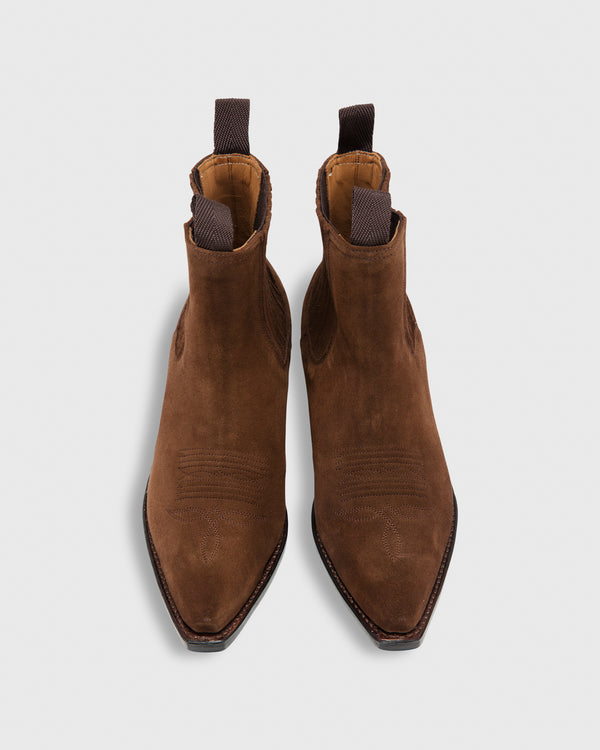 Sid Mashburn Short Cowboy Boot In Brown Suede