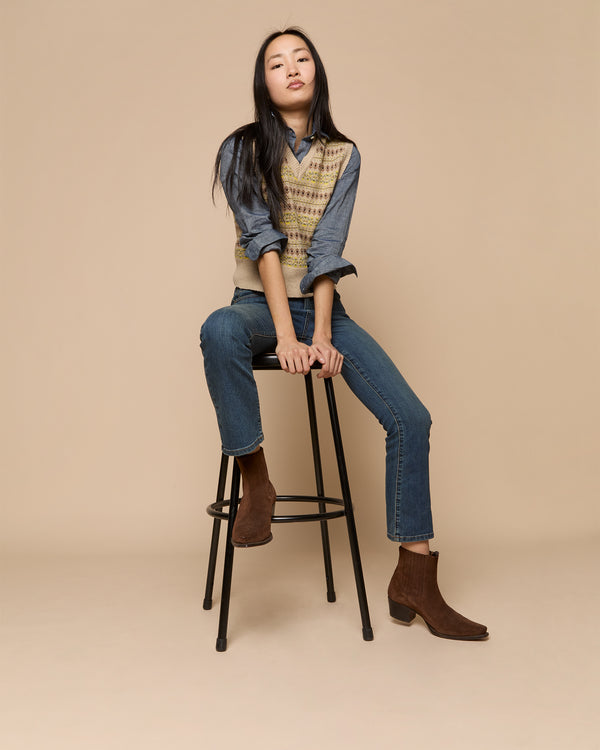 Sid Mashburn Short Cowboy Boot In Brown Suede