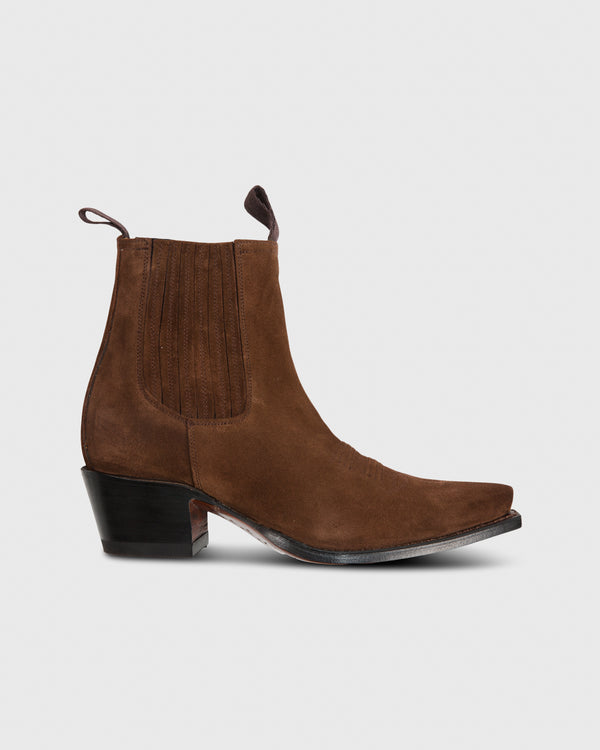 sid mashburn Short Cowboy Boot in Brown Suede