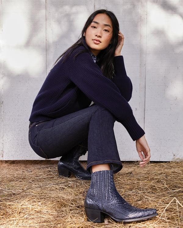 Sid Mashburn Short Cowboy Boot In Navy Python