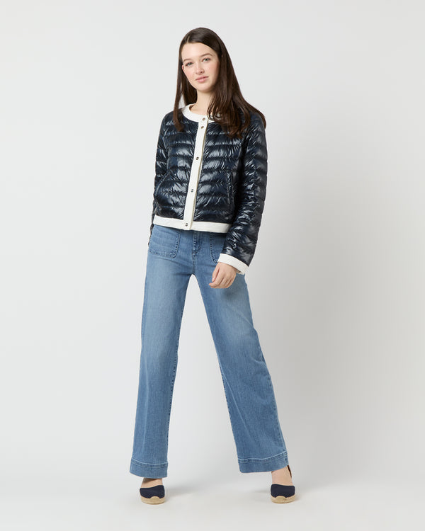 Sid Mashburn Short Jacket With Matte Trim In Navy