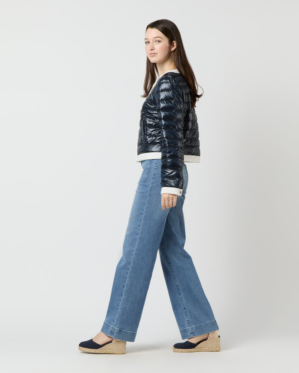 Sid Mashburn Short Jacket With Matte Trim In Navy