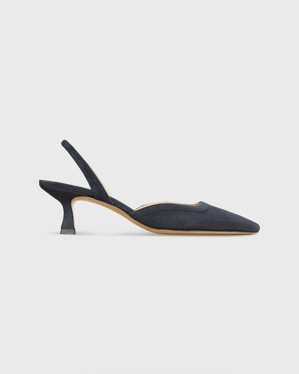 sid mashburn Slight Square Slingback in Navy Suede