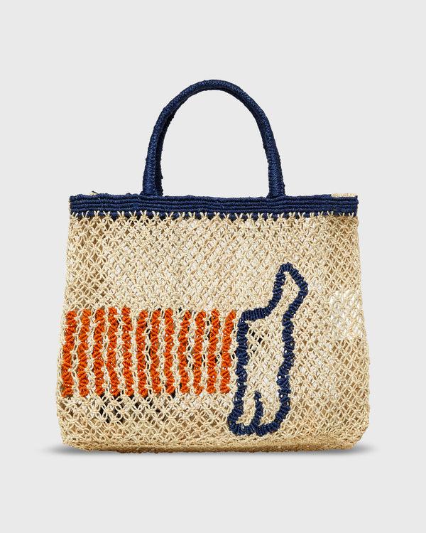 Sid Mashburn Small Breton Dog Tote In Natural/Blue