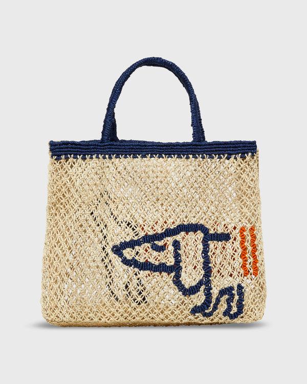 sid mashburn Small Breton Dog Tote in Natural/Blue