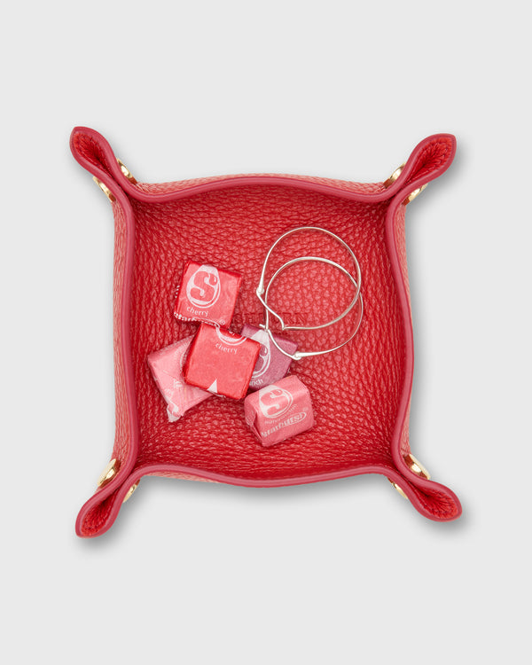 Sid Mashburn Small Square Tray In Poppy Leather