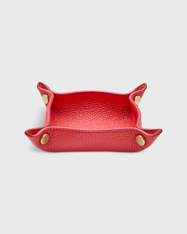 Sid Mashburn Small Square Tray In Poppy Leather