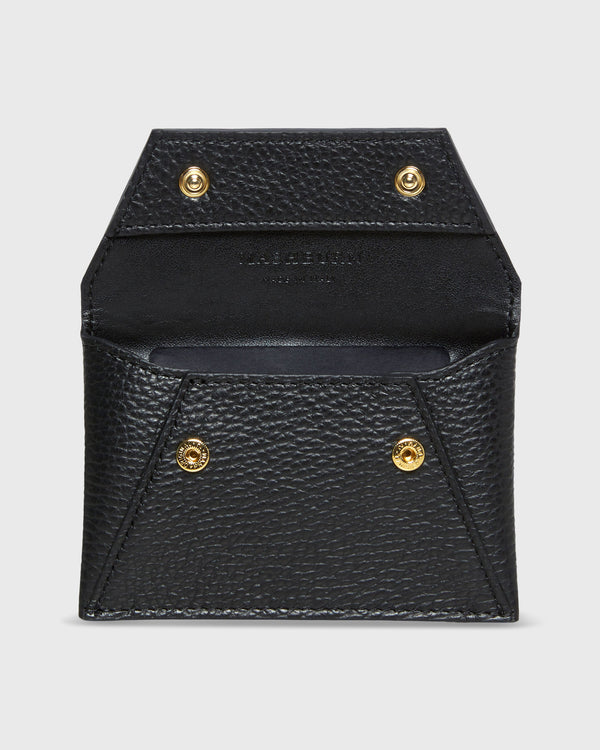 Sid Mashburn Snap Card Holder In Black Leather