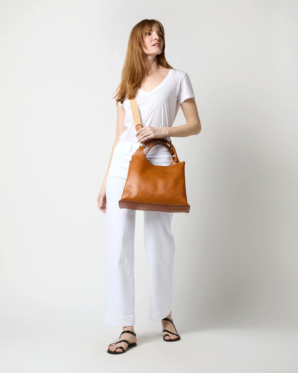 Sid Mashburn Sonia Shoulder Bag In Tan Leather