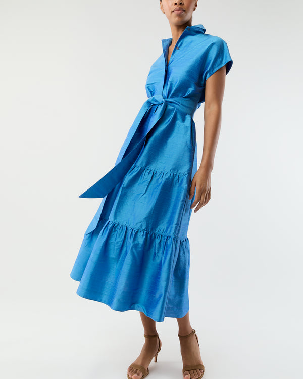 Sid Mashburn Sophia Dress In Iris Silk Dupioni