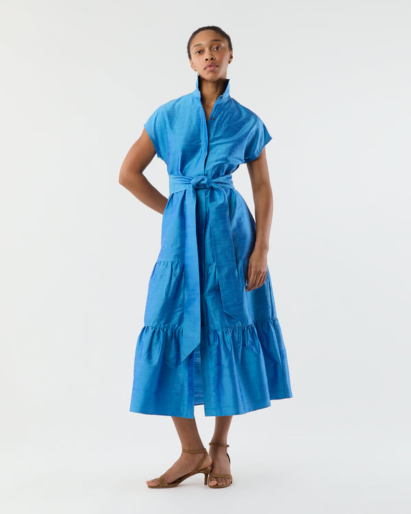 Sid Mashburn Sophia Dress In Iris Silk Dupioni
