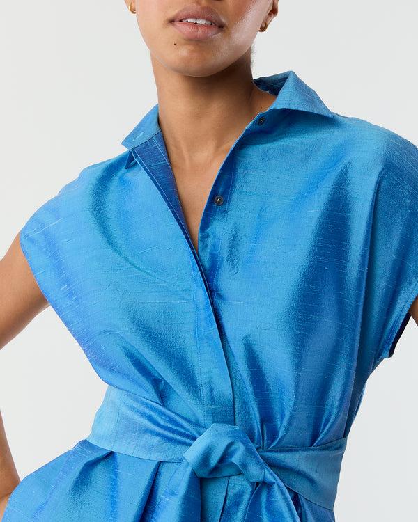 Sid Mashburn Sophia Dress In Iris Silk Dupioni