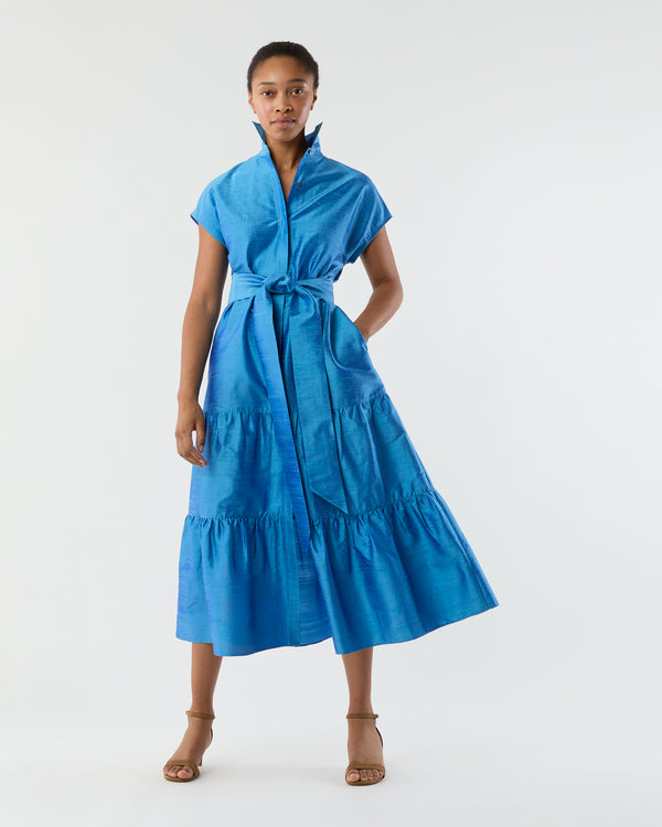 sid mashburn Sophia Dress in Iris Silk Dupioni