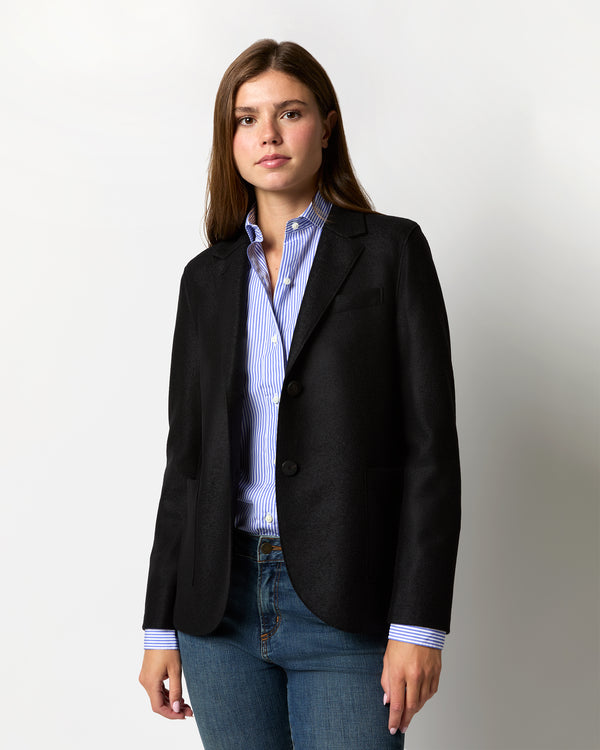 sid mashburn Stand Up Collar Blazer in Black