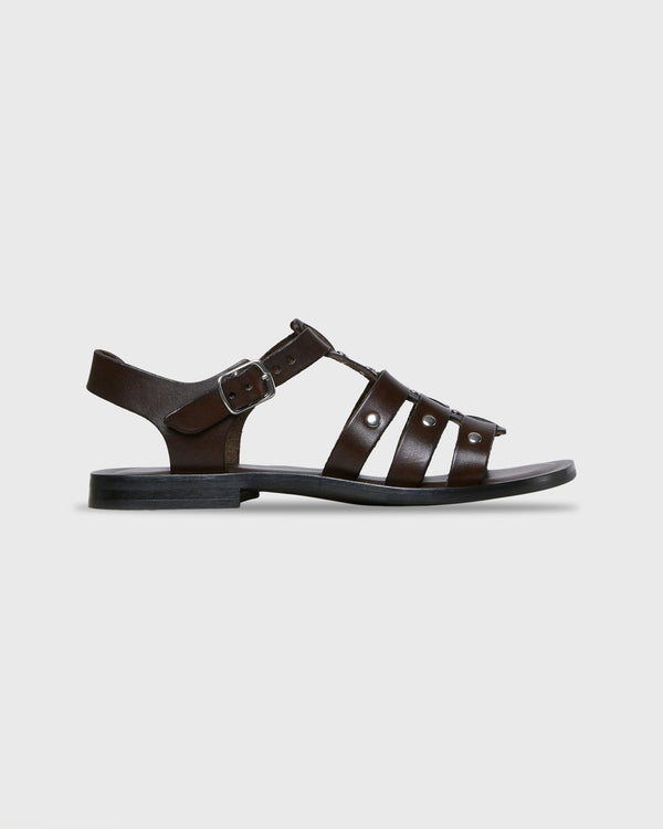 sid mashburn Studded Sandal in Chocolate Leather