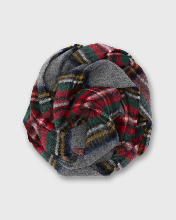 sid mashburn Tartan Merino Scarf in Grey Stewart