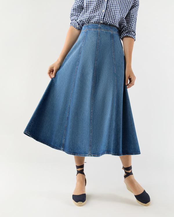 Sid Mashburn The Uma Midi Denim Skirt In Danube