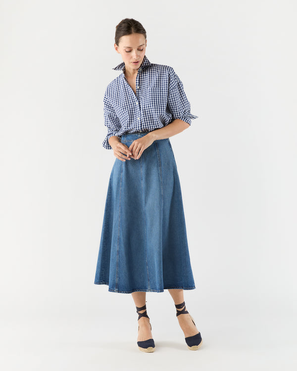 Sid Mashburn The Uma Midi Denim Skirt In Danube
