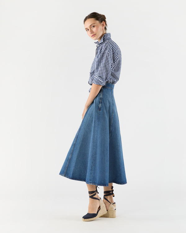 Sid Mashburn The Uma Midi Denim Skirt In Danube