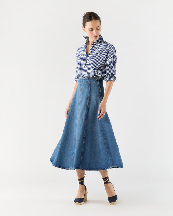 sid mashburn The Uma Midi Denim Skirt in Danube