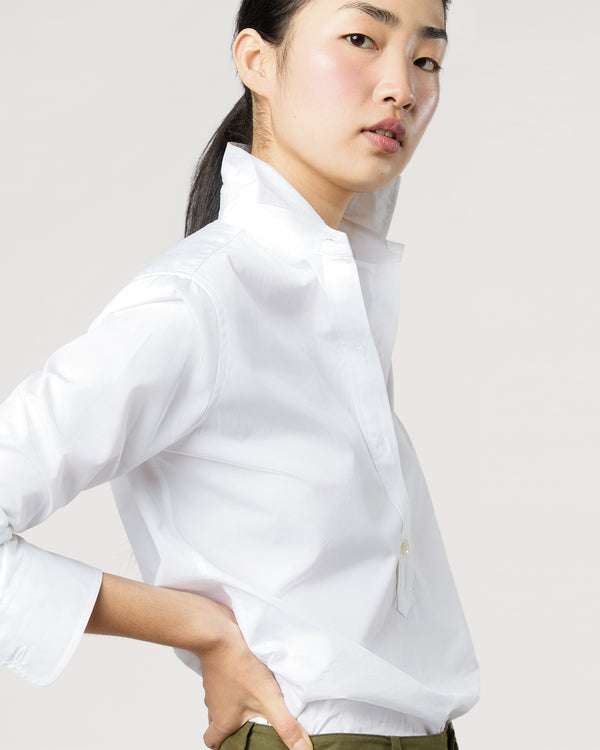Sid Mashburn Tomboy Popover Shirt In White Poplin
