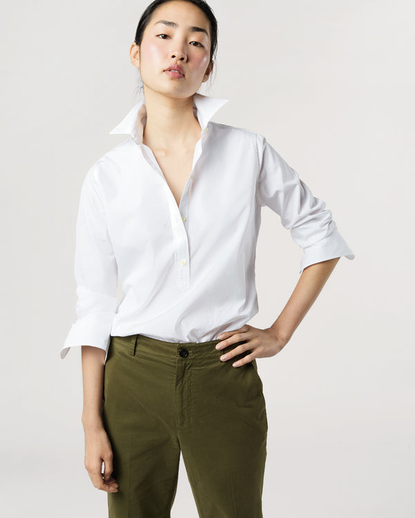 sid mashburn Tomboy Popover Shirt in White Poplin