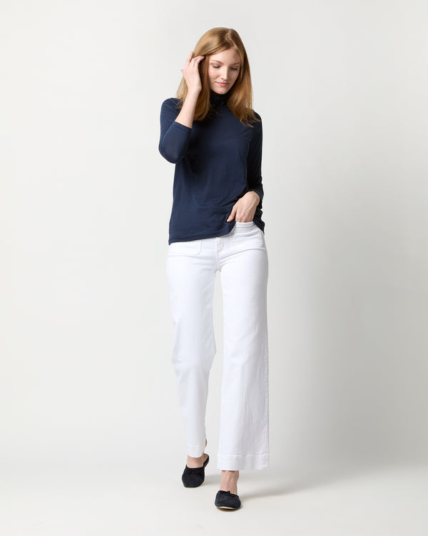 Sid Mashburn Turtleneck Tee In Navy Pima Cotton