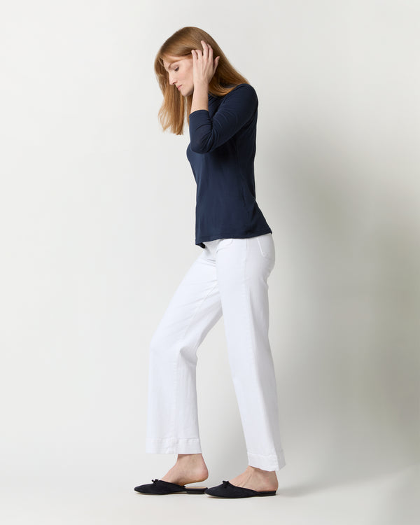 Sid Mashburn Turtleneck Tee In Navy Pima Cotton