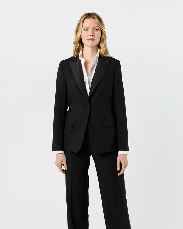 sid mashburn Tuxedo Jacket in Black Wool Barathea