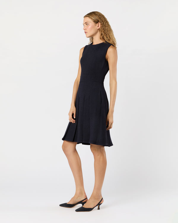 Sid Mashburn Vera Dress In Navy Boucle Tweed