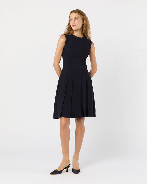 sid mashburn Vera Dress in Navy Boucle Tweed