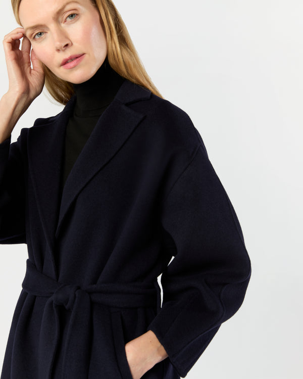 Sid Mashburn Viv Coat In Navy Double-Faced Melton