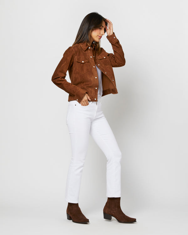 Sid Mashburn Western Jacket In Cognac Suede