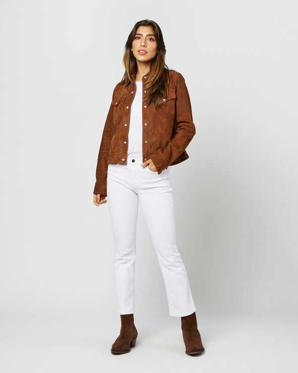 Sid Mashburn Western Jacket In Cognac Suede