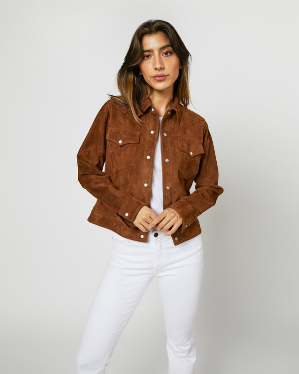 sid mashburn Western Jacket in Cognac Suede