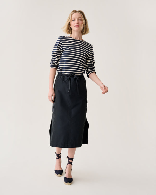 Sid Mashburn Willa Skirt In Navy Nylon Faille